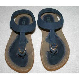Siketu Women's Royal Blue & Tan Sandals Size 5  Elastic Back Heel Strap